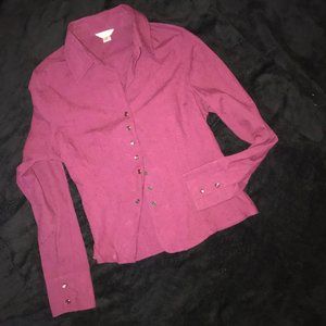 Christopher and Banks WINE Color  Textured Snap Down Women's Top  SZ M